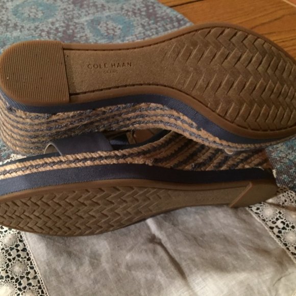 Cole Haan Cloudfeel Espadrille Wedge Sandal Blue Women's Size 7.5 - Picture 13 of 15